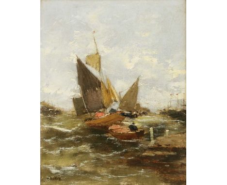 Eugene Isabey (French, 1803-1886) Fishing boats at seasigned 'E Isabey' l.l., oil on canvas27 x 21.5cmCondition report: Oil o