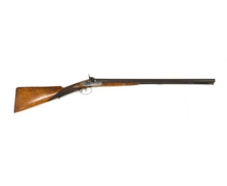 A 12-bore double-barrelled percussion shotgun, No. 6794, by Samuel Nock, the bird's-eye maple stock with name engraved, c.183