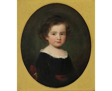 English School, 19th centuryPortrait of Sir Henry Crofton Lowther (1858-1939), aged five, half length, in black costume with 