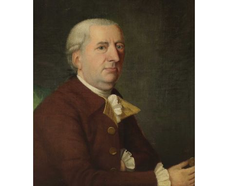 English School, mid-18th centuryPortrait of John Scott Hylton (1725-1793) of Lepal House, Halesowen, bust length, in a plum-c