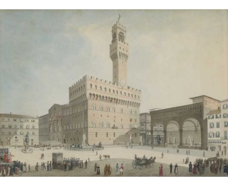 Thomas Ender (Austrian, 1793-1875)View of the Palazzo Ducale, Florencewatercolour26 x 34.5cm;The Ponte Vecchio, Florencesigne