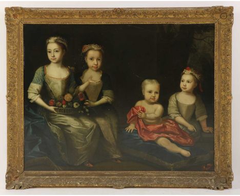 Attributed to James Maubert (Irish, 1666-1746) Portrait of the Holdsworth children of Devon, from left: Mary (b.1727), Sarah 