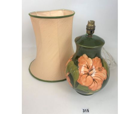 Moorcroft lamp and shade. 13.5” lamp