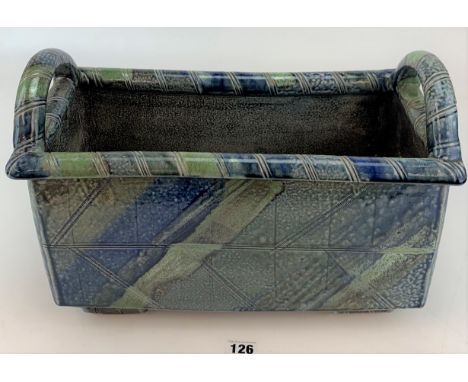 Studio art pottery planter 11” x16” x 8” signed JH Jane Hamlyn