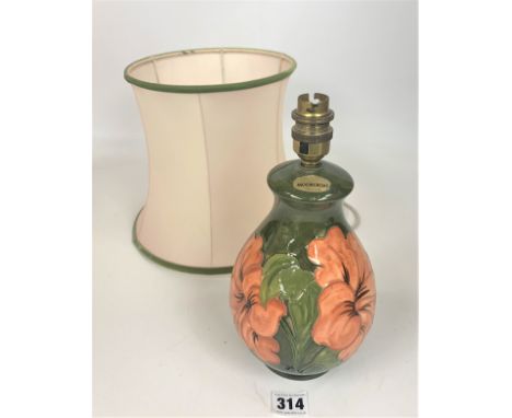 Moorcroft lamp and shade. 10” lamp