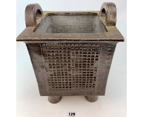 Studio art pottery square planter signed L J 11”  X 14”