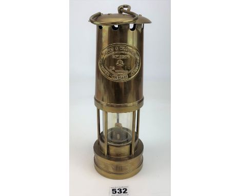 Brass miner’s lamp, E. Thomas &amp; Williams Ltd, Aberdare Wales, Cambrian No. 10214