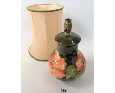 Moorcroft lamp and shade. 13.5” lamp