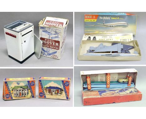 Various Tin & Plastic Toys Chad Valley Overhead Railway (G box F); Kleeware Manor House and Railway Station (both boxed); Fro
