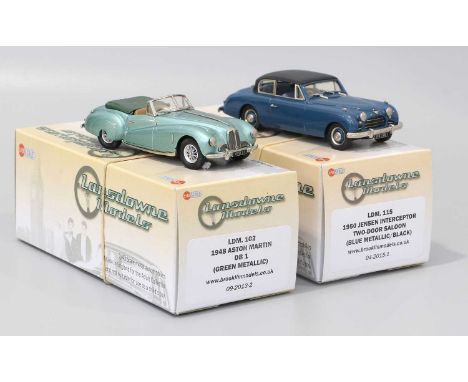 Lansdowne Models Two 1:43 Scale Models (i) LDM115 1950 Jensen Interceptor two-door saloon metallic blue/black (ii) LDM102 194
