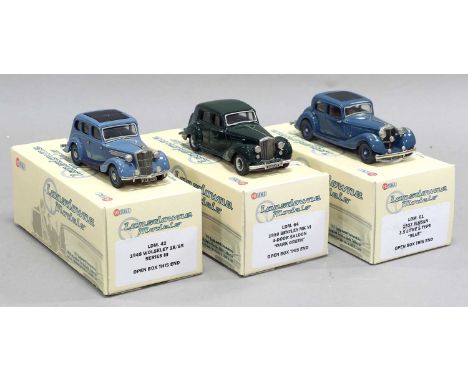 Lansdowne Models Three 1:43 Scale Models (i) LDM42 1948 Wolseley 18/85 Series III blue (ii) LDM81 1937 Jensen 3.5 Litre S Typ
