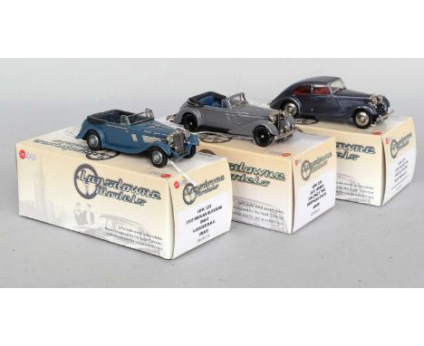 Lansdowne Models Three 1:43 Scale Models (i) LDM120 1936 Talbot 105 Airline Saloon metallic blue (ii) LDM123 1935 Brough Supe