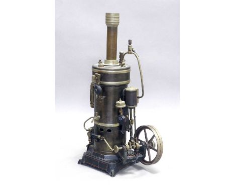 Bing Live Steam Stationary Engine with vertical boiler, single cylinder, faux governor on cast base with GBN to boiler door 1