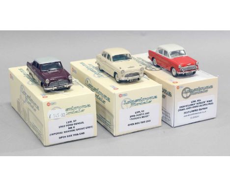 Lansdowne Models Three 1:43 Scale Models (i) LDM48x 1958 Hillman Jubilee Minx pearl over calypso red 2013 Limited Edition (ii