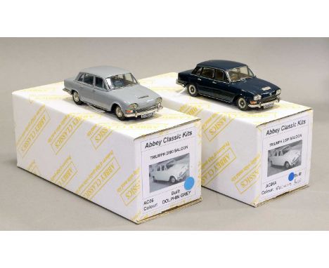 Abbey Classic Kits Two 1:43 Scale Models (i) AC06 Triumph 2000 Saloon dolphin grey (ii) AC06A Triumph 2.5PI Saloon valencia b