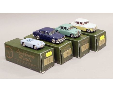 Lansdowne Models Four 1:43 Scale Models (i) LDM10 1956 Hillman Minx The Gay Look grey/yellow (ii) LDM3A 1956 MG Magnette Z Se