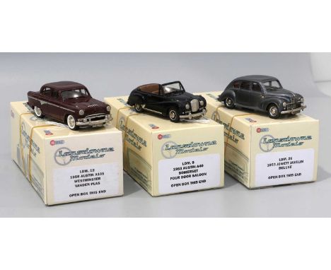 Lansdowne Models Three 1:43 Scale Models (i) LDM26 Jowett Javelin metallic grey (ii) LDM9 1953 Austin A40 Somerset black (iii