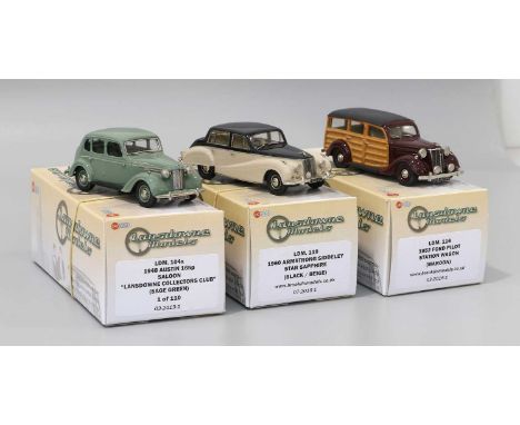Lansdowne Models Three 1:43 Scale Models (i) LDM119 1960 Armstrong Siddeley Star Saphire black/beige (ii) LDM116 1952 Ford Pi