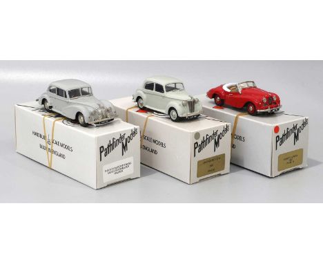 Pathfinder Models Three 1:43 Scale Models (i) PFM36 AC 2 Litre 1950 grey with CoA 296/600 (ii) PFM18 Jowett Jupiter 1952 red 