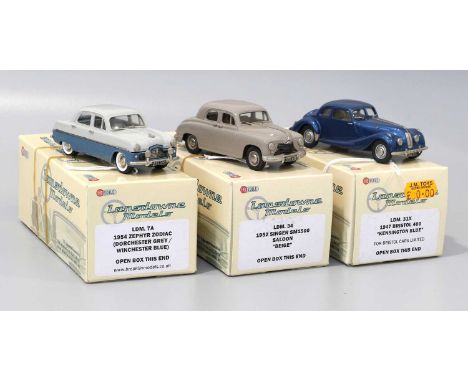 Lansdowne Models Three 1:43 Scale Models (i) LDM7A 1954 Zephyr Zodiac dorchester grey/ winchester blue (ii) LDM34 1952 Singer