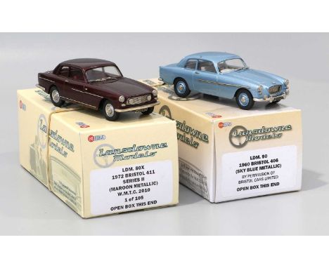 Lansdowne Models Two 1:43 Scale Models (i) LDM80X 1972 Bristol 411 Series II metallic maroon WMTC 1 of 105 (ii) LDM90 1960 Br