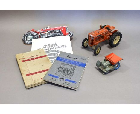 Lesney Large Massey Ferguson 745C Tractor  (F) Benbros Dumper truck (F) Massey Ferguson clock and three booklets