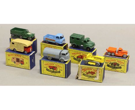 Matchbox 1-75's  8 Caterpillar tractor (box P) 15 Prime mover MW, 35 Horse box GPW, 38 Refuse wagon MW, 49 DUKW MW, 60 Morris