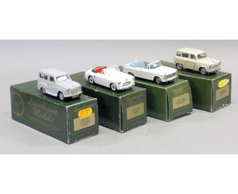 Lansdowne Models Four 1:43 Scale Models (i) LDM13 1963 Hillman Superminx Convertible white (ii) LDM20 1956 Ford Squire Estate