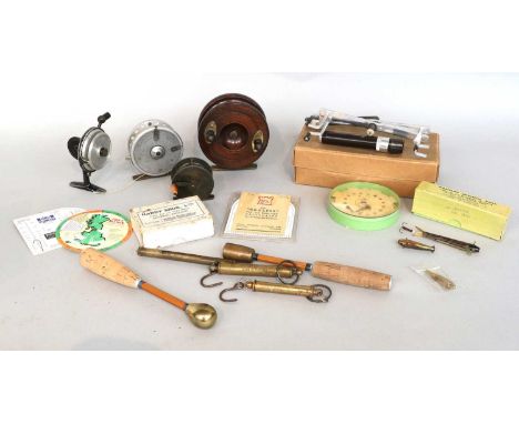 A Collection of Various Items of Tackle  comprising of a Hardy Longstone 3 1/4" reel, an Allan Spinet reel, a brass crank win