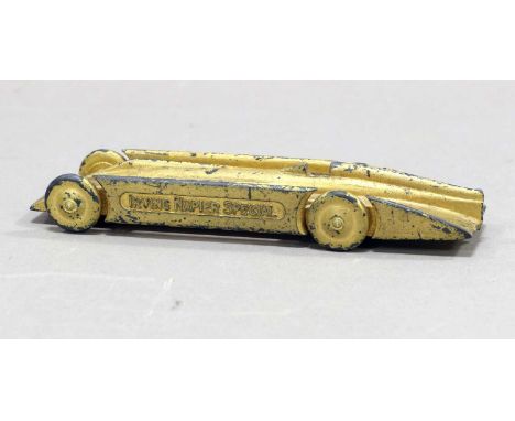 Irving Napier Special Golden Arrow Landspeed Record Car solid cast model, hand signed to base by Henry Seagrave with '231 mph