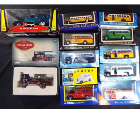 Corgi, Vanguards, Burago and others - 13 boxed diecast model vehicles in various scales. lot includes, Corgi 80006 Sentinel D