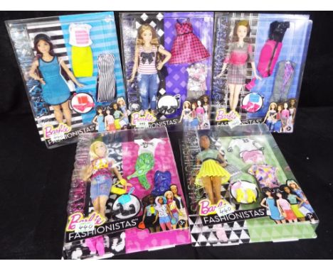 Barbie by Mattel - a collection of five Barbie Fashionistas dolls in blister packs to include model #DTD97, model #DTD98, mod