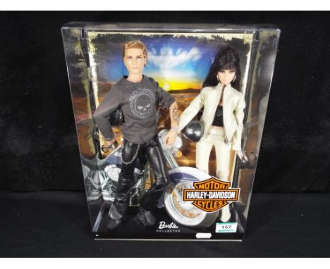 Barbie by Mattel - Pink Label Barbie Collector Harley Davidson motorcycles Barbie and Ken gift set in original box, model #R9