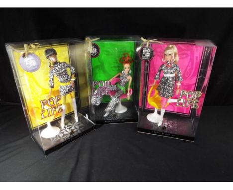 Barbie by Mattel - a collection of three Pop Life boxed Barbie dolls to include Barbie 50th Anniversary Pop Life Barbie life 