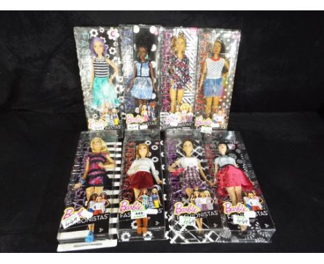Barbie by Mattel - a collection of eight Barbie Fashionistas dolls in blister packs to include model #DMF25, model #DMF30, mo