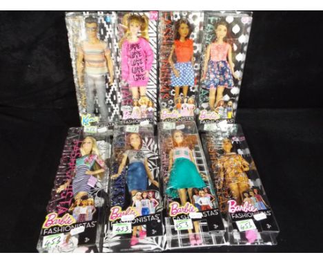 Barbie by Mattel - a collection of eight Barbie Fashionistas dolls in blister packs to include model #CLN61, model #FJF44, mo