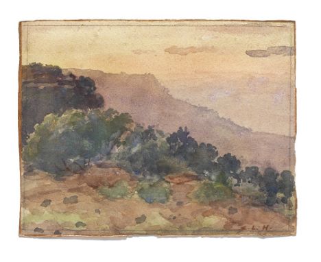 Sawlaram Laxman Haldankar (Indian, 1882-1969)Untitled (Landscape from Panhala Fort,Kolhapur) signed 'S.L.H' lower right; furt