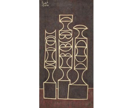 Anwar Jalal Shemza (British Pakistani, 1928-1985)Chessmen signed and dated in Urdu 'Shemza 1965' upper leftoil on canvas, fra