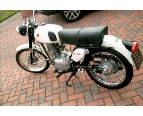 A 1969 Gilera 106 125cc, registration number BWA 756G, cream and black. This rare lightweight Italian 125cc single was import