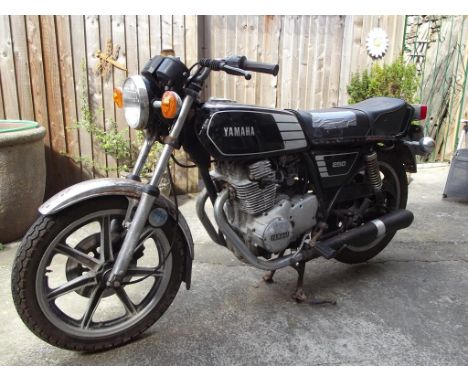 A 1978 Yamaha XS250 restoration project, registration number DLA 756T, black. Believed 9,691 miles from new, this low mileage