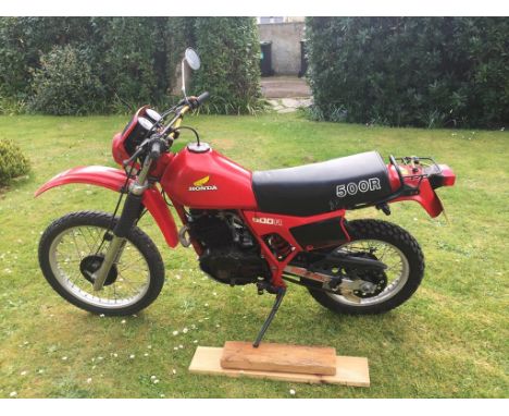A 1984 Honda XL500R, registration number A632 OEL, red. This XL500R was imported in 2000 and has formed part of a private col