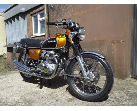 A 1972 Honda CB500/Four, registration number PGC 889K, frame number CB500 2086913, engine number CB500E/2173379, gold. Honda'