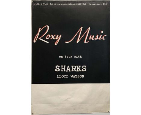 ROXY MUSIC 1973 POSTER. A rare 1973 poster issued to promote the UK tour with Sharks and Lloyd Watson. Measures 20 x 30" and 