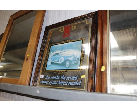 A wooden framed advertising mirror for Rolls Royce "You can be the proud owner of our latest model"