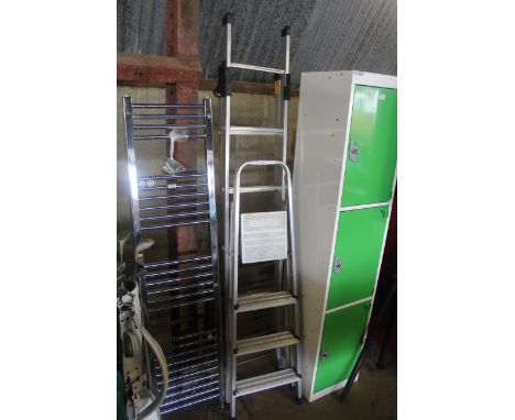 A Youngman three way combination ladder and a Youngman set of folding steps