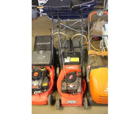 A Rover Raider petrol rotary lawnmower with Briggs and Stratton 375 engine