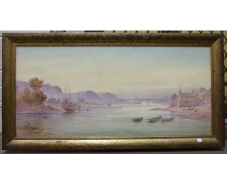 After F J Snell, 'Hooe Lake, The Royal Oak Public House c1890', a framed lithographic print, 51.5 x 114cm, with title plaque.