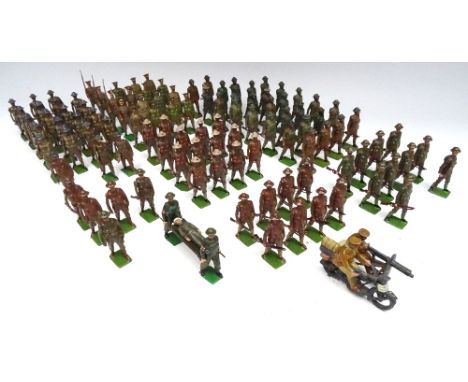 Britains repainted First World War troops from sets 160, 195 and 258, repainted, with a few conversions, a Stretcher Party an