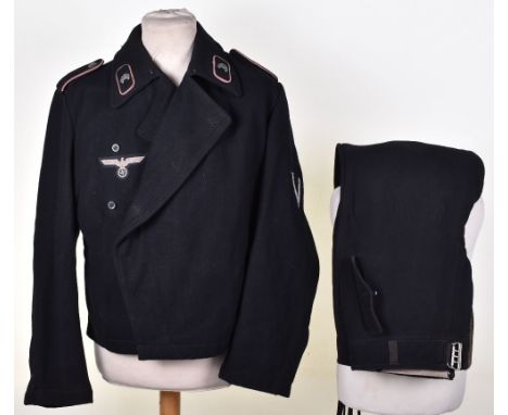 WW2 German Panzer Wrap Over Uniform, consisting of black cloth wrap over tunic as worn by the German Panzer tank crews. Pink 