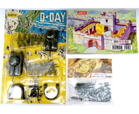 Airfix 1/72 scale RARE D-Day set 1700 in original bubble pack, kit A17V Lee and Grant Tank in original bag, and set 1706 snap